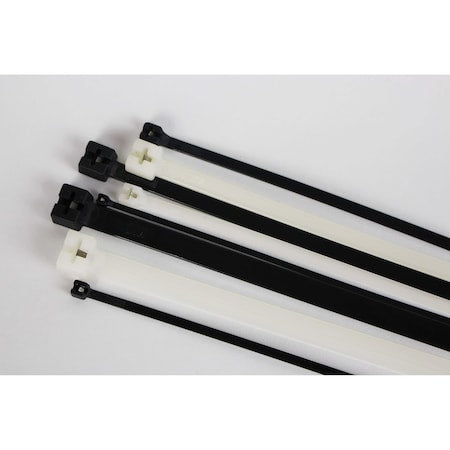 Cable Tie, 15 in L, 4.21 in Max Bundle Dia., Black, Nylon 6/6, 50 lb Strength, 500 PK