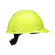 Hard Hat, HDPE, 4-Point Point Ratchet, High-Visibility Yellow