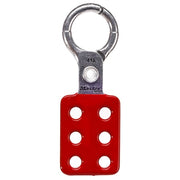 Lockout Tagout Safety Hasp, Snap-On, 1 in Jaw Clearance, Aluminum, Red