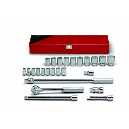 Set 1/2" Dr 25 Pc Set 12 Pt Std Skts Acc