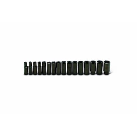 Set 1/2" Dr 16 Pc Set - 6 Pt Deep Metric