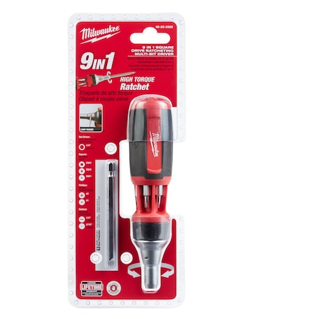 9-in-1 Square Drive Ratcheting Multi-Bit Driver
