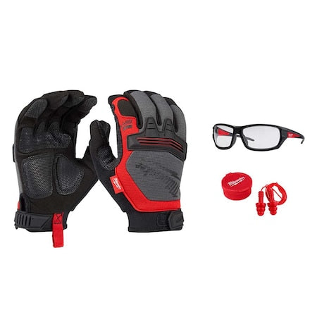 Demolition Gloves, EXTRA Glasses AND 3 Pack Reusable Corded Ear Plugs
