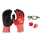 Cut Level 1 Nitrile Dipped Gloves, EXTRA Glasses AND 3 Pack Ear Plugs