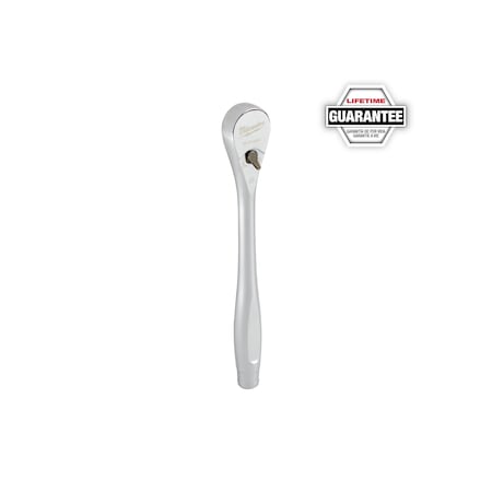 3/8" Drive 90 Geared Teeth Pear Head Style Hand Ratchet, 8-1/2" L, Chrome Finish