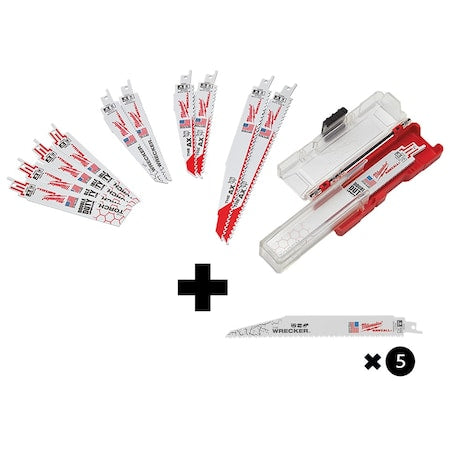 SAWZALL Demolition Blade Set, 12PC + The WRECKER Multi-Material SAWZALL Blade 9" 7/11TPI 5pk