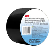 Vinyl Tape, Black, 3" x 36 yd, 5 mil