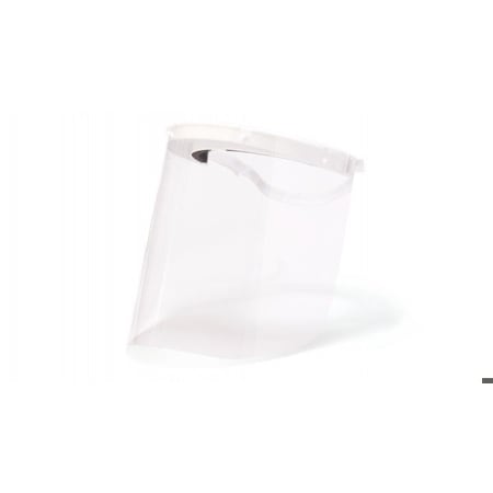 Face Shield, Clear Visor, Polycarbonate, Hook-and-Loop Suspension, Uncoated Lens