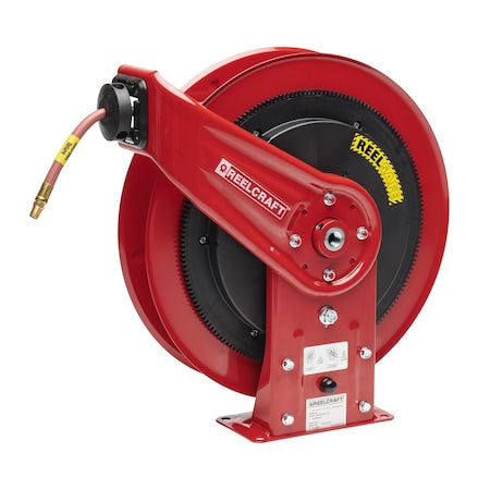 Spring Return Hose Reel, 3/4 in Hose Diameter, 25 ft Length, 250 psi Max. Pressure, Black, Red