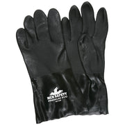Chemical Resistant Gloves, PVC, 12 in L, Black, L, 12 PK