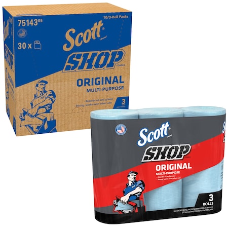 Scott Shop Towels Original (75143), Blue, 55 Towels/Roll, 30 Rolls/Case 10 Bundles of 3 Rolls