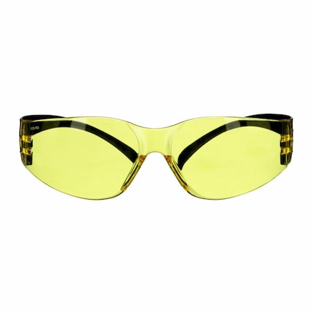 SecureFit(TM) 100, Safety Glasses, Anti-Fog & Anti-Scratch, Amber Lens, Black Frame, Frameless
