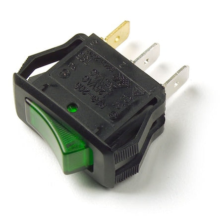 Rocker Switch,On/Off,Green,20A