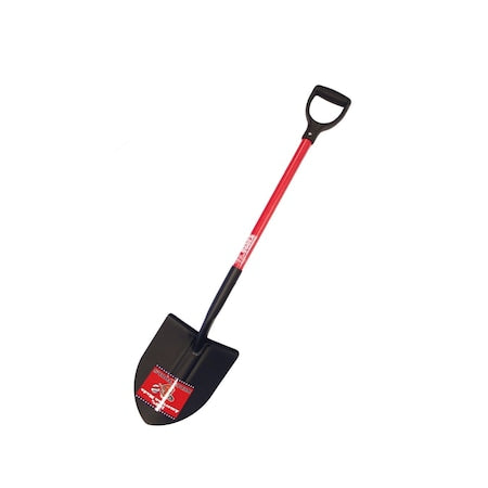 Round Point Shovel, 14 ga. Steel Blade, 46 in L Fiberglass Handle