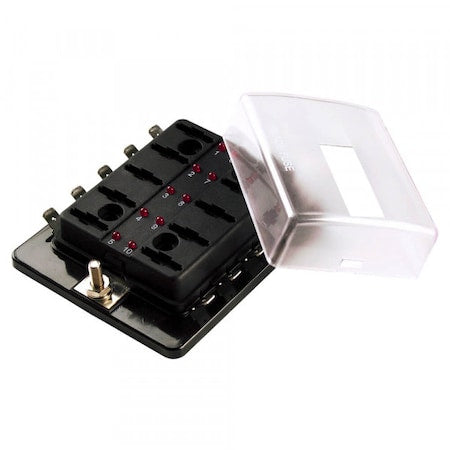 LED Fuse Panel For Miniature Blade Fuse, 10 Slot & Cover