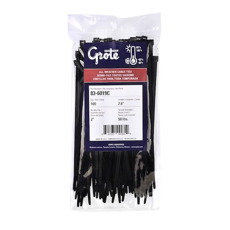 Standard Tie,Black,8",18lb.,PK100