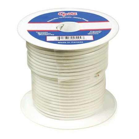 Primary Wire, GPT, 12 AWG, Copper, White, PVC Jacket, Stranded