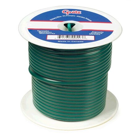Primary Wire, GPT, 12 AWG, Copper, Green, PVC Jacket, Stranded
