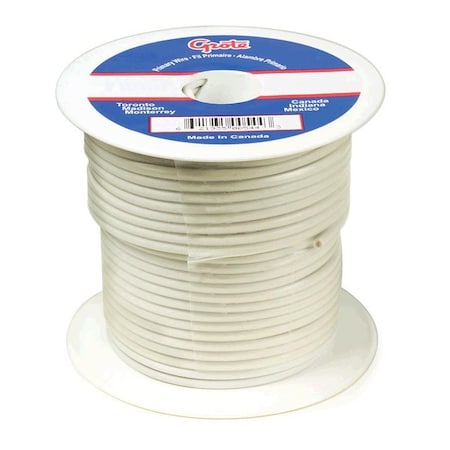 Primary Wire, GPT, 14 AWG, Copper, White, PVC Jacket, Stranded