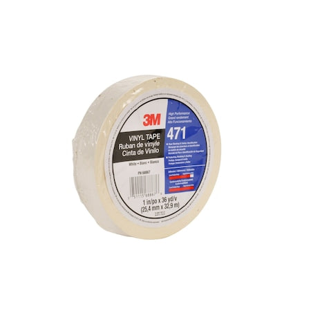 Vinyl Tape 471, White, 1/2"x36, PK72