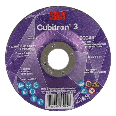 Abrasive Cut-Off Wheel, Type 27, 4 1/2 in Dia, 0.125 in Thick, 7/8 in Arbor Hole Size, Ceramic