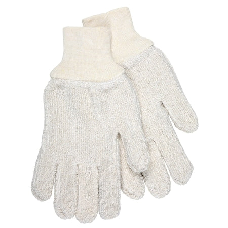 Terry Cloth Heavy Weight Glove, Knit Wrist Cuff Back: Natural, L, 12 PK