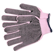 Knit Gloves, Cotton Polyester Blend, Dotted Full, Powder Pink, S, 12 PK