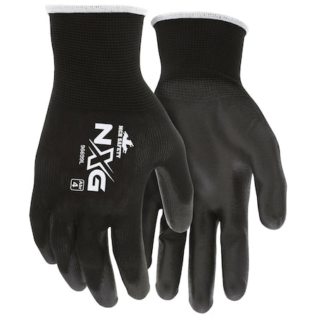 Dipped Gloves, Polyurethane, Palm, Black, XS 12 PK