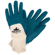 Coated Gloves, Nitrile, Smooth, 3/4 Dip, Not Rated Abrasion Level, Blue/White, M 12 PK