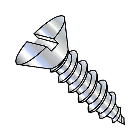 Sheet Metal Screw, #6-20 x 3/8 in, Zinc Plated Steel Flat Head Slotted Drive, 10000 PK