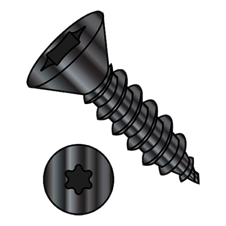 Sheet Metal Screw, #10-16 x 1-1/4 in, Black Oxide Steel Flat Head Torx Drive, 4000 PK