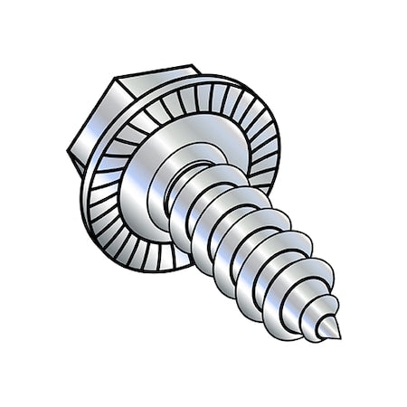 Sheet Metal Screw, 1/4" x 1 in, Zinc Plated Steel Flange Hex Head External Hex Drive, 2000 PK