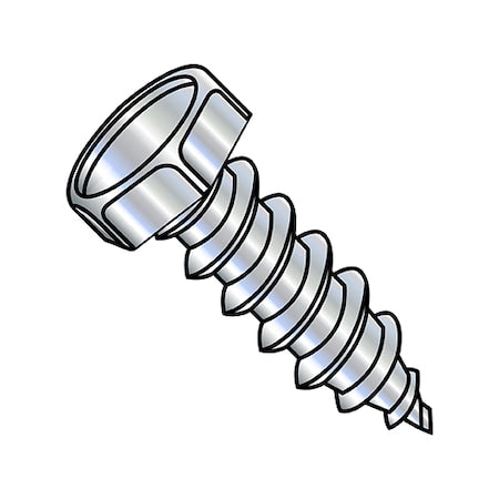 Sheet Metal Screw, #6-18 x 1/2 in, Zinc Plated Steel Flange Hex Head External Hex Drive, 10000 PK