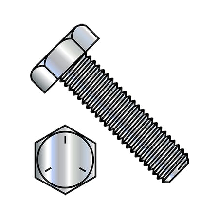 Grade 5, 3/8"-16 Hex Head Tap Bolt, Zinc Plated Steel, 2-1/4 in L, 300 PK
