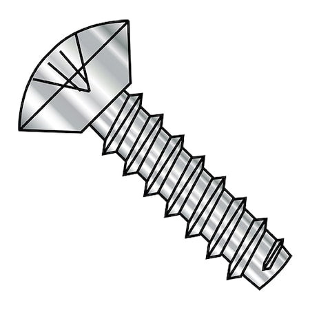 Sheet Metal Screw, #10-16 x 1/2 in, Plain 18-8 Stainless Steel Oval Head Phillips Drive, 4000 PK