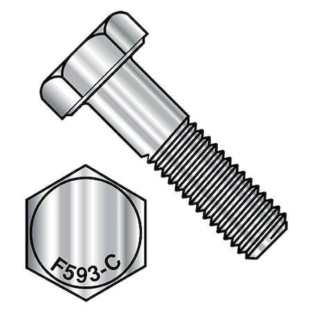 18-8, 1/4"-20 Hex Head Cap Screw, Plain Stainless Steel, 1-3/4 in L, 100 PK