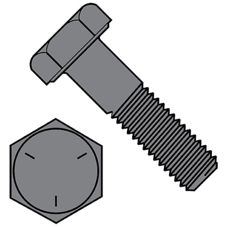 Grade 5, 1-1/2"-6 Hex Head Cap Screw, Plain Steel, 3 in L, 4 PK