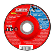 Metal Duo Cut/Grind Disc,1/8 in T, Type 27, 4-1/2 in Dia, 1/8 in Thick, Aluminum Oxide