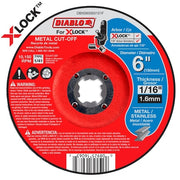 Type 1/41 Metal Cut-Off Disc for X-Lock, 6 in Dia, 1/16" Thick, Aluminum Oxide