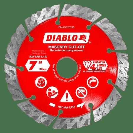 DiamondSawBlade,Diam:7",Arbor:5/8",7/8