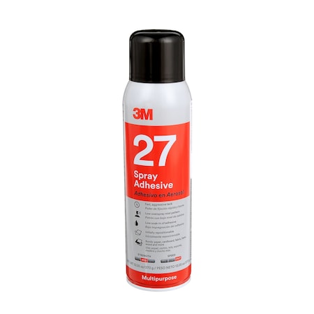 Spray Adhesive, 16 fl oz, Aerosol Can, Clear, 27