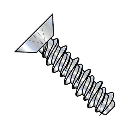 Sheet Metal Screw, #8-18 x 3/8 in, Zinc Plated Steel Flat Head Phillips Drive, 10000 PK