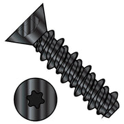 Sheet Metal Screw, 1/4"-15 x 1-1/4 in, Zinc Black Steel Flat Head Torx Drive, 2000 PK