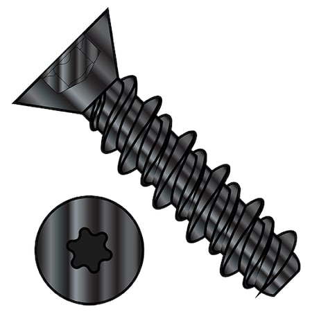 Sheet Metal Screw, #6-19 x 3/4 in, Black Oxide Steel Flat Head Torx Drive, 10000 PK