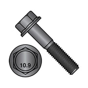 Class 10.9, M10-1.50 Flange Bolt, Black Phosphate Steel, 30 mm L, 400 PK