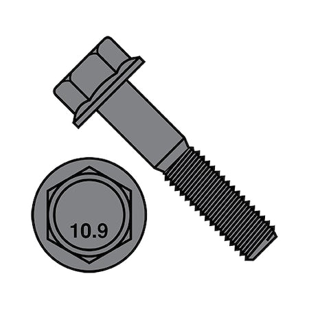 Class 10.9, M10-1.50 Flange Bolt, Plain 30 mm L, 400 PK