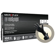 MidKnight MK-296, Disposable Gloves, 4.7 mil Palm, Nitrile, Powder-Free, XL, 100 PK, Black