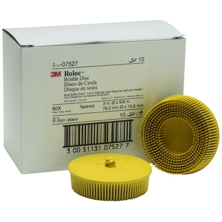 Scotch-Brite Roloc Bristle Discs 80 Grit Medium Yellow,3"