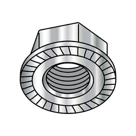 Flange Nut, 3/8"-16, 18-8 Stainless Steel, Not Graded, Plain, 0.562 in Hex Wd, 0.23 in Hex Ht