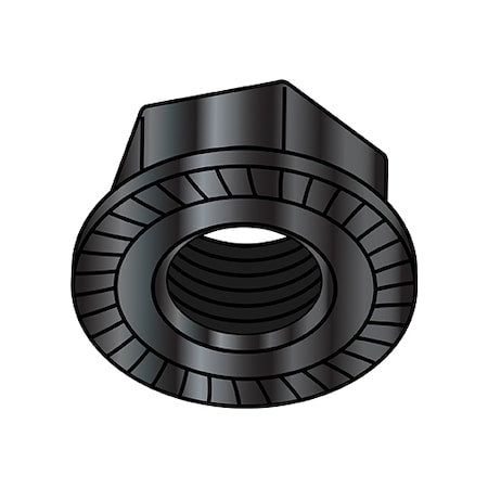 Flange Nut, 1/4"-20, Steel, Zinc Baked, 0.438 in Hex Wd, 0.14 in Hex Ht, 2000 PK